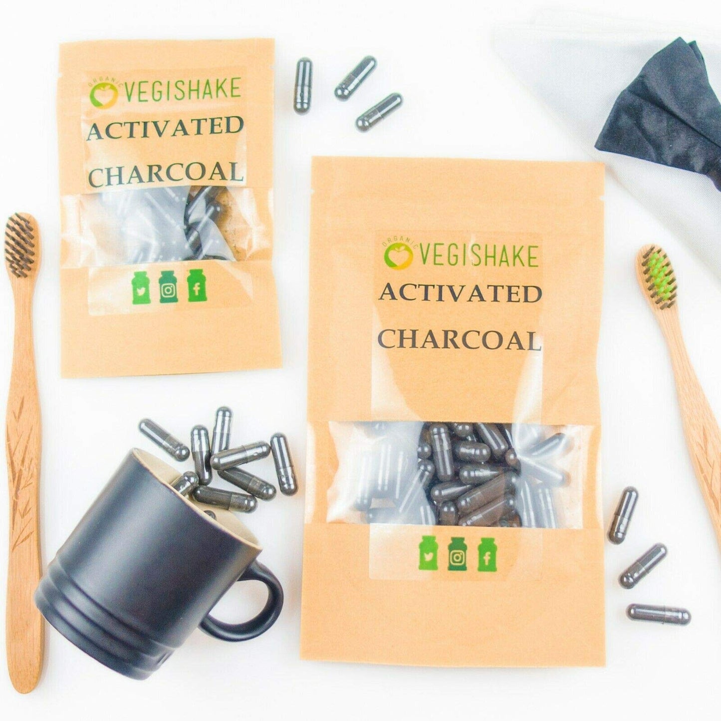 Activated Charcoal HPMC Capsules 500mg Cleanse Detox Digestion Toxins Bloating Vegan Halal Kosher (90 Capsules)