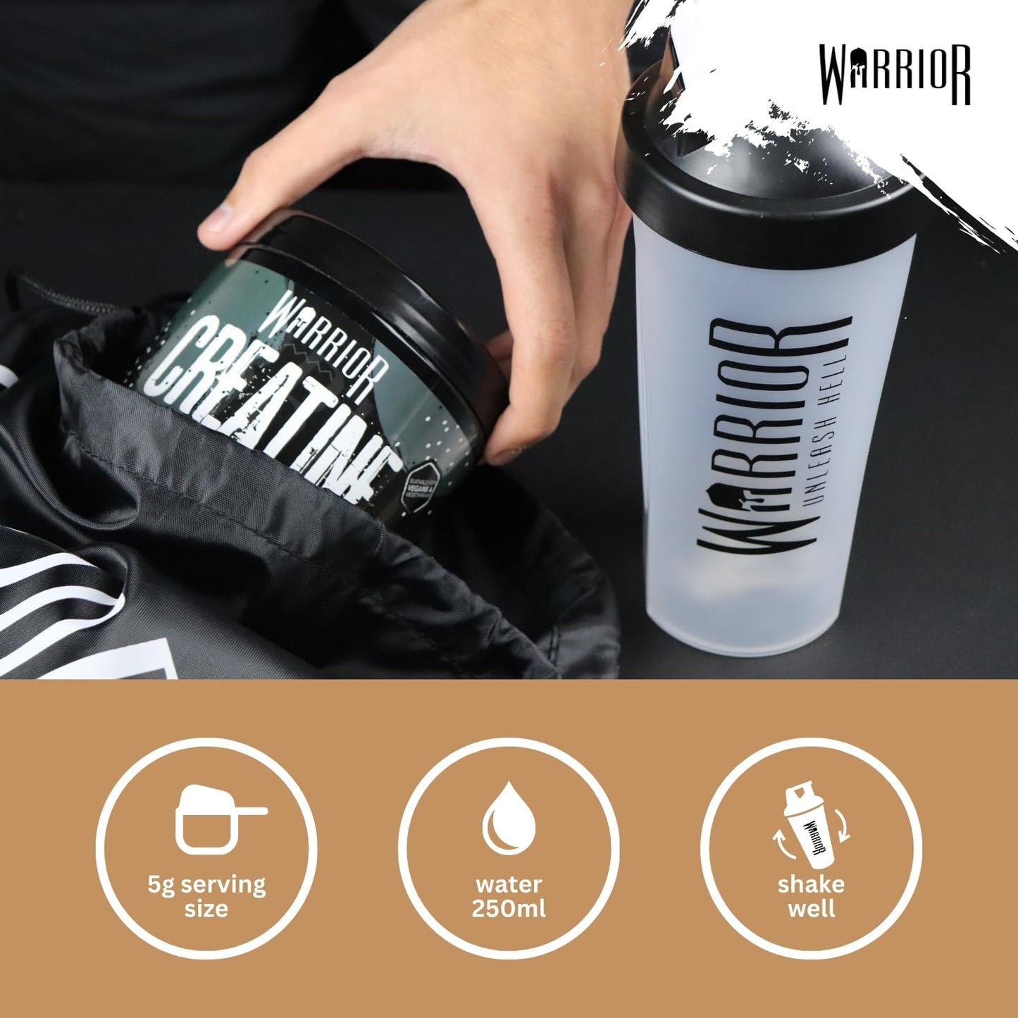 Warrior Creatine Monohydrate Powder 300g – Micronised – Proven to Improve Physical Performance and Recovery, 5g Servings (Cool Cola)