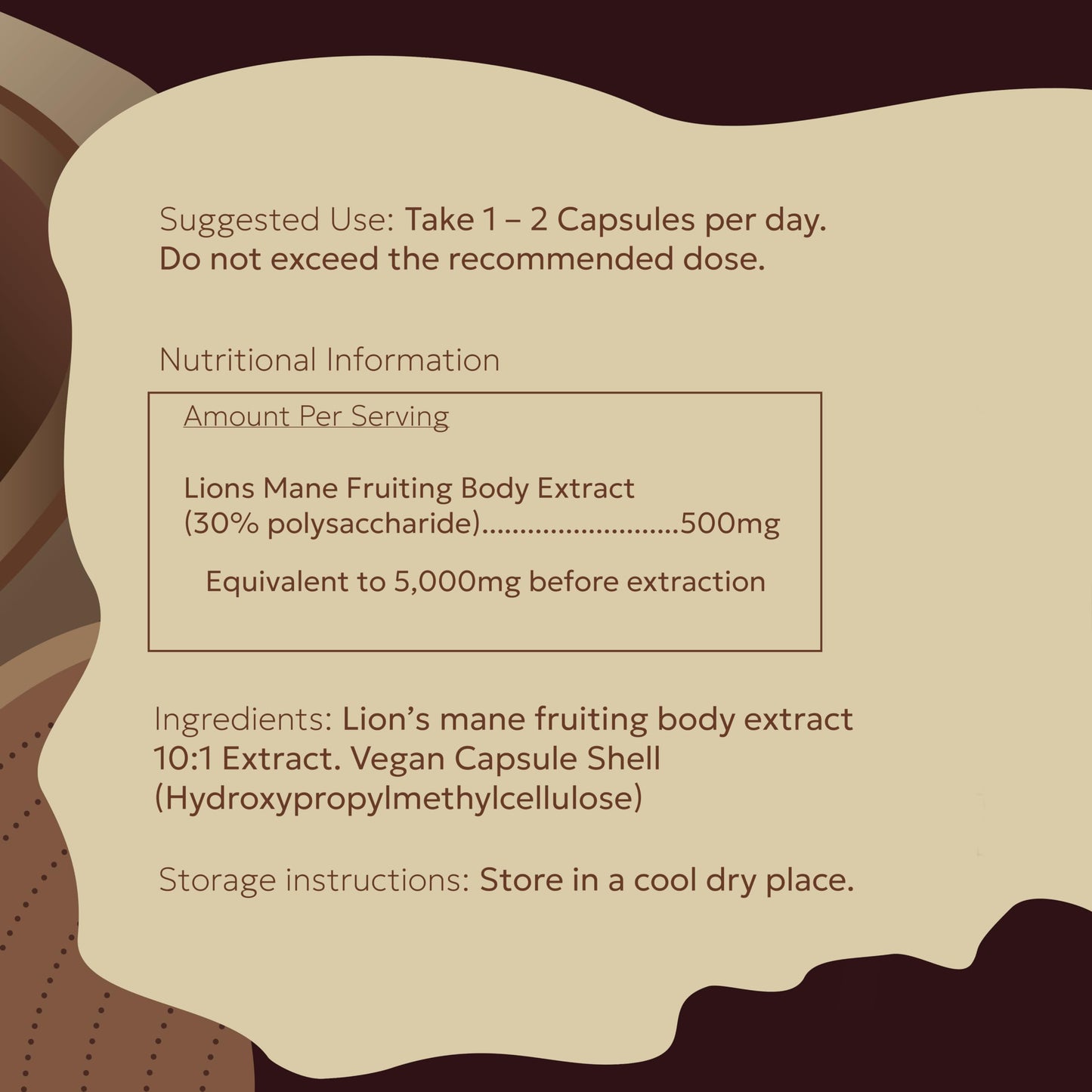 Natral 5000mg Pure Lion's Mane Mushroom High Strength Capsules - 60 Vegan Capsules, No Filler, 100% Fruiting Body Extract with 30% Polysaccharides – Supplement for Mental Clarity and Focus
