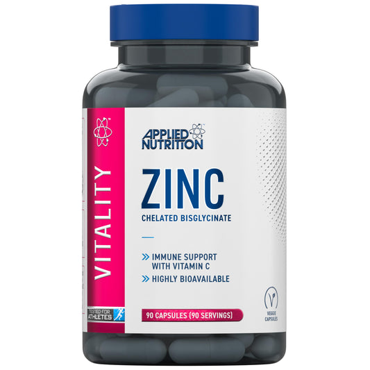 Applied Nutrition Zinc - 15mg Strength Supplement for Normal Immune System Function, Bones, Hair, Skin & Nails, Made in The UK, Vegan (90 Tablets - 3 Months Supply)