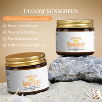 Tongyend Beef Tallow Sunscreen SPF 50+, Face Sun Cream 100% Grass Fed Tallow, Beef Tallow Natural Sunscreen for Face & Body, Beef Tallow for Skin - Sweat & Water Resistant, for Dry Sensitive Skin