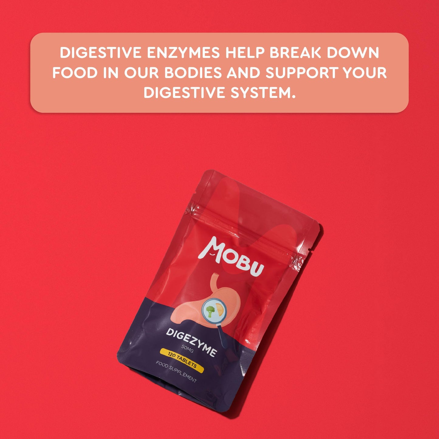 Digestive Enzymes 120 Tablets | Contains Digezyme, Amylase, Lactase, Lipase | Gut Health & Digestion Support | Vegan | UK Made | GMP Approved | MOBU