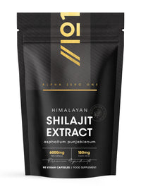 ALPHA01 Shilajit Extract 6000mg - 60% Fulvic Acid (180mg) - 90 Vegan Capsules - Himilayan Shilajit Resin (3 Months Supply) - Resealable and Recyclable Pouch - by Alpha01
