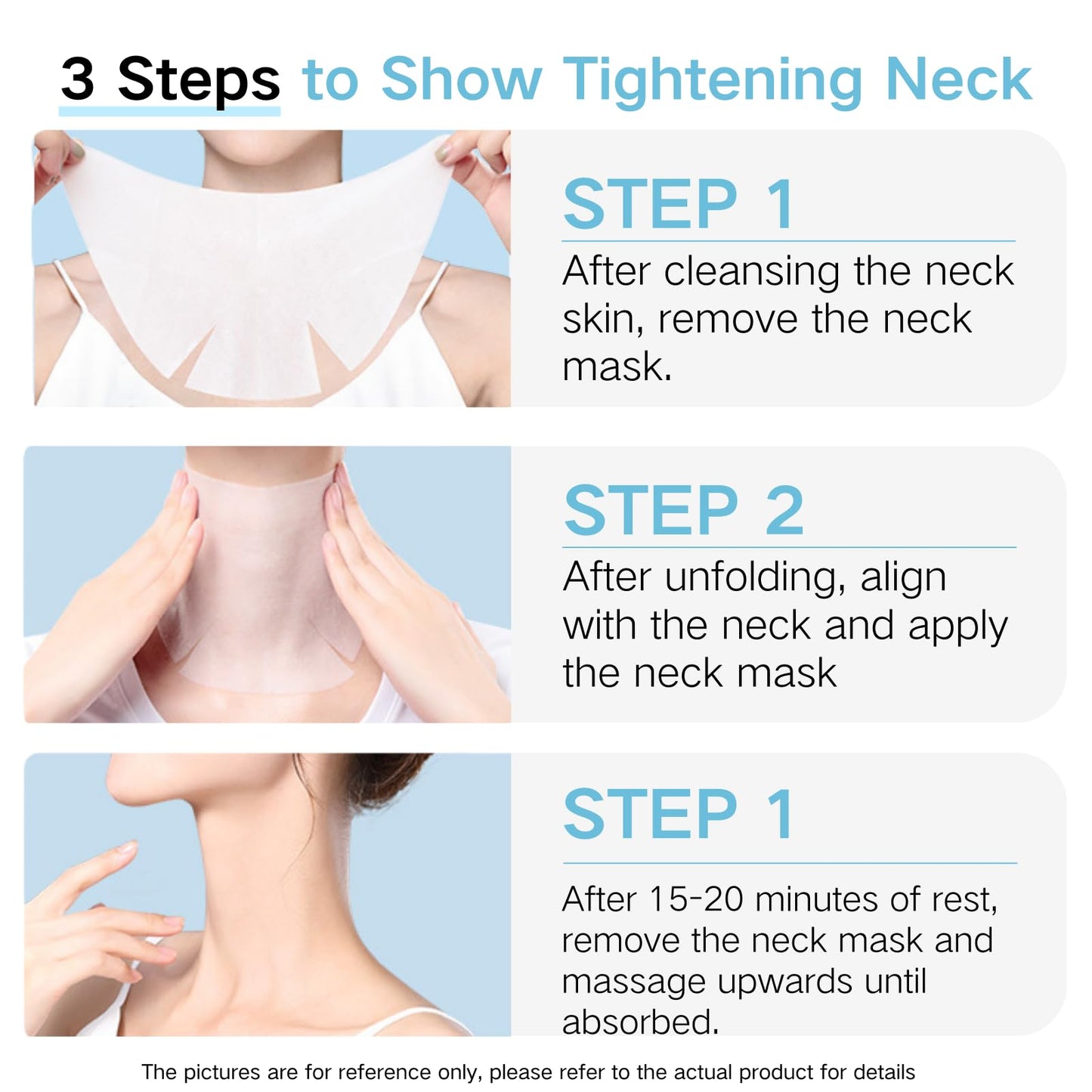 Firming Rejuvenating Neck Mask, Neck Mask For Tightening And Firming, Neck Tightening Mask With Hyaluronic Acid, Sheet Neck Masks For Wrinkles, Moisturizing Mask For Neck Line Romoval, 6PCS