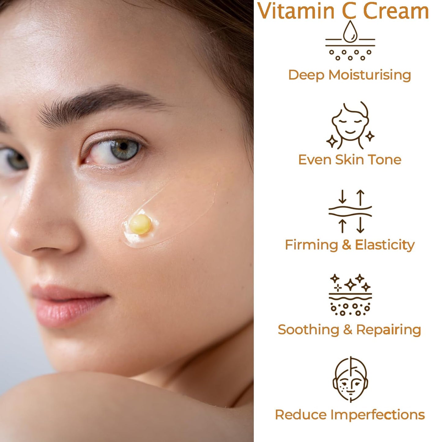 Deep Vita C Capsule Cream, Deep Vitamin C Golden Capsule Face Moisturizer, Vita C Golden Capsules Face Moisturizer with Collagen & 5% Niacinamide - Anti Wrinkles - Hydrating Skin Care (50G/1.76 OZ)