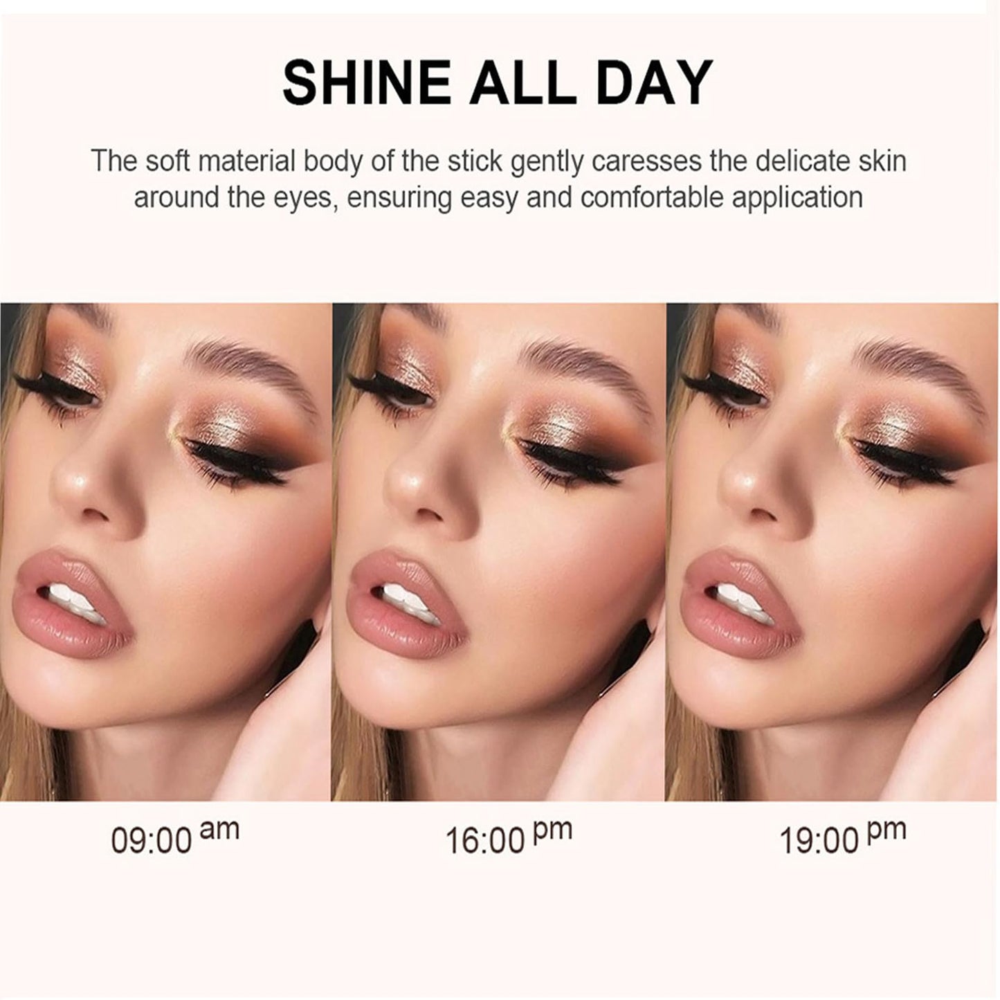Generic Waterproof Eyeshadow Stick with Creamy Matte Shimmer, Brightener Eye Liner for Women, Long Lasting Blendable Eye Makeup, Smooth Glide Formula for Easy Application, Dual-Ended (#Rose gold shimmer)