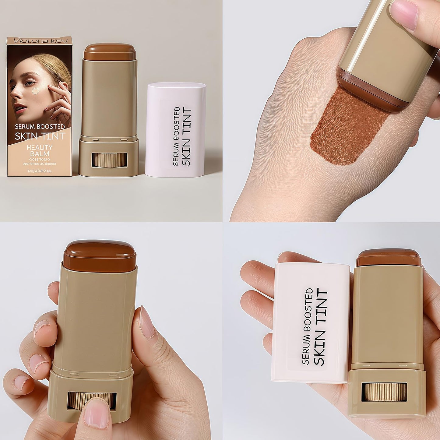 Coloroom Skin Tint Foundation Stick – Hydrating Tinted Moisturiser & Portable Beauty Balm Serum Boosted Makeup Stick for Face