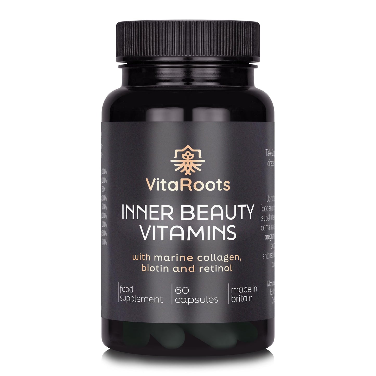 Vitaroots Inner Beauty Vitamins, with Marine Collagen, Retinol and Biotin