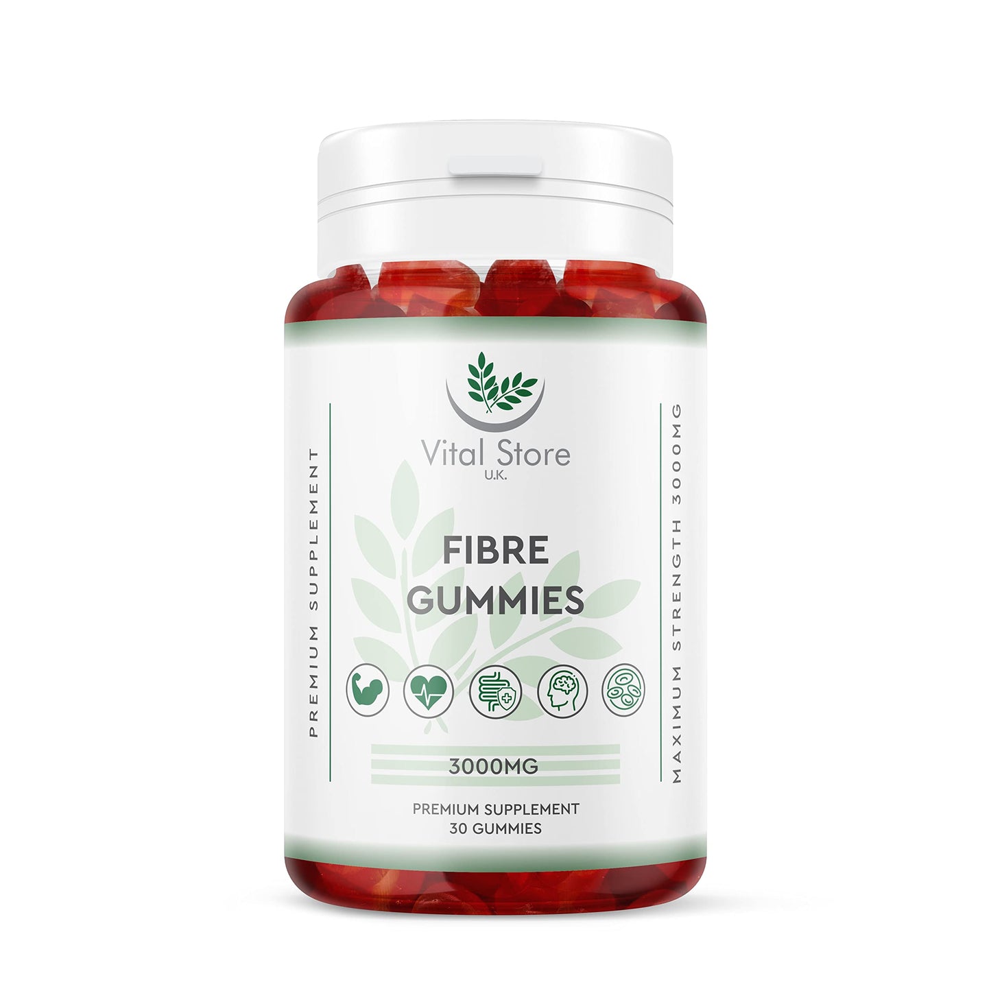 Fibre Gummies 3000MG - Vegan - One Month Supply - Berry Flavour Prebiotic Tapioca Chicory Root - High Strength Fibre Supplement