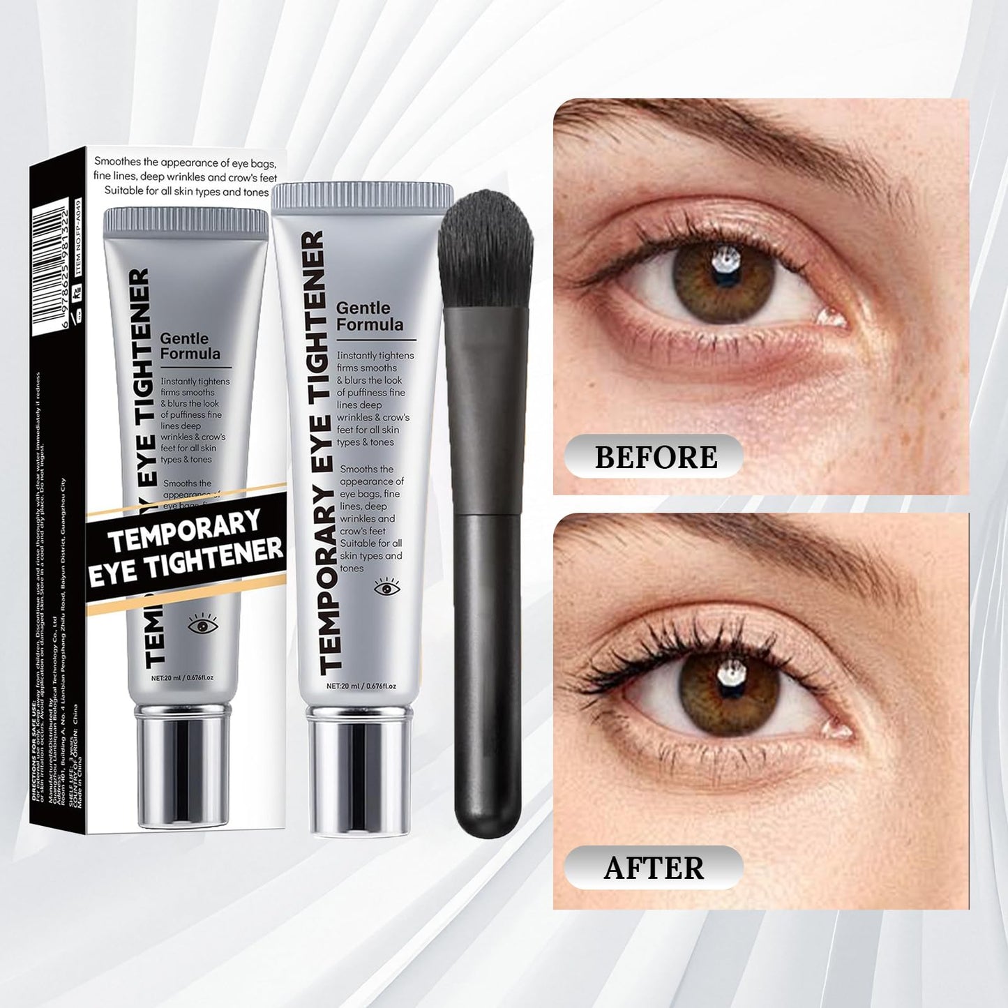 Generic Temporary Eye Tightener With Brush | Perfection Eye Tightener, EyeTightening Cream Instant, Instant EyeTightener Face Tightening Smoothing, Reduces Fine Lines Wrinkles(2PC)