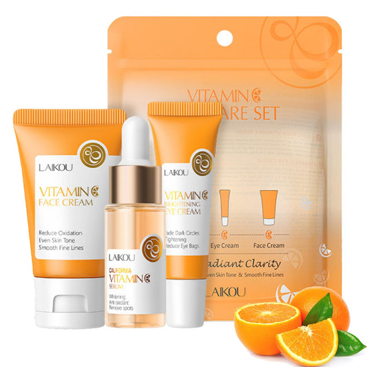 FANFALUV Vitamin C Skin Care Sets & Kits,Skincare Gift Set WithVitamin C Serum For Face,Anti Aging Face Cream,Eye Cream,Long-Lasting Moisturizing Caretravel size toiletries-Improve Acne marks(3pcs)