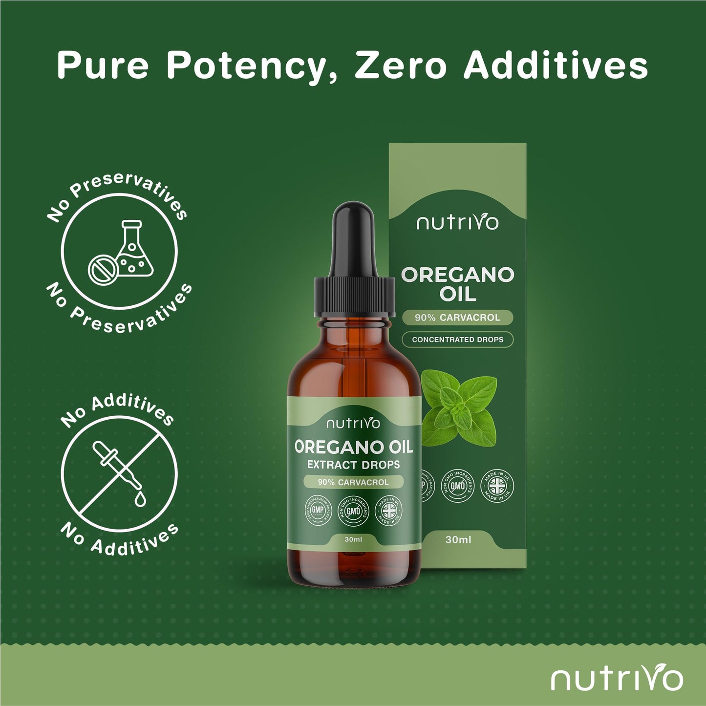 Oregano Oil Drops - 90% Carvacrol | 30ml Bottle - Over 1 Year Supply | Pure Wild Oregano Oil for Immune Support, Digestive Health & Natural Wellness | Pure and Potent Oil of Oregano
