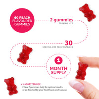 Multivitamin Gummies - 17 Essential Multi Vitamins – Chewable Gummy Vitamins - 1 Month Supply - Vegan – Peach - for Women & Men – Multivitamin Gummies by Novomins