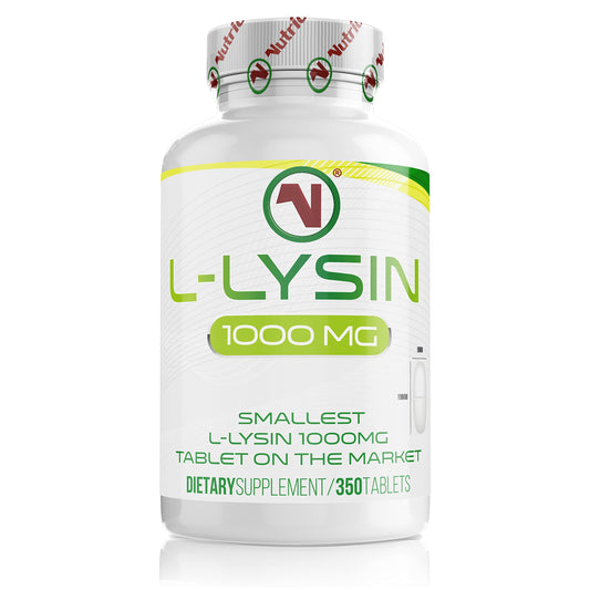 Nutriodol L-Lysine x 350 1000mg Tablets | Smallest 19mm Formula | Easier to Swallow and Quicker to Absorb - Suitable for Vegetarian and Vegan. (350)