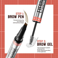 Weixinbuy 2-IN-1 Microblading Eyebrow Pen Long-lasting, Waterproof Eyebrow Pencil Dual-Ended with 4-Fork-Tip & Brow Brush & Clear Brow Gel, Fluffy & Defined Brows for Natural-Looking (1# Grey)