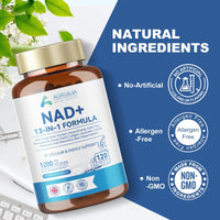 NAD Supplements 1200mg, NAD+ 13 in 1 Superior Antioxidant Blend with Max Absorption for Cellular Energy and Healthy Aging Support, 120 Capsules
