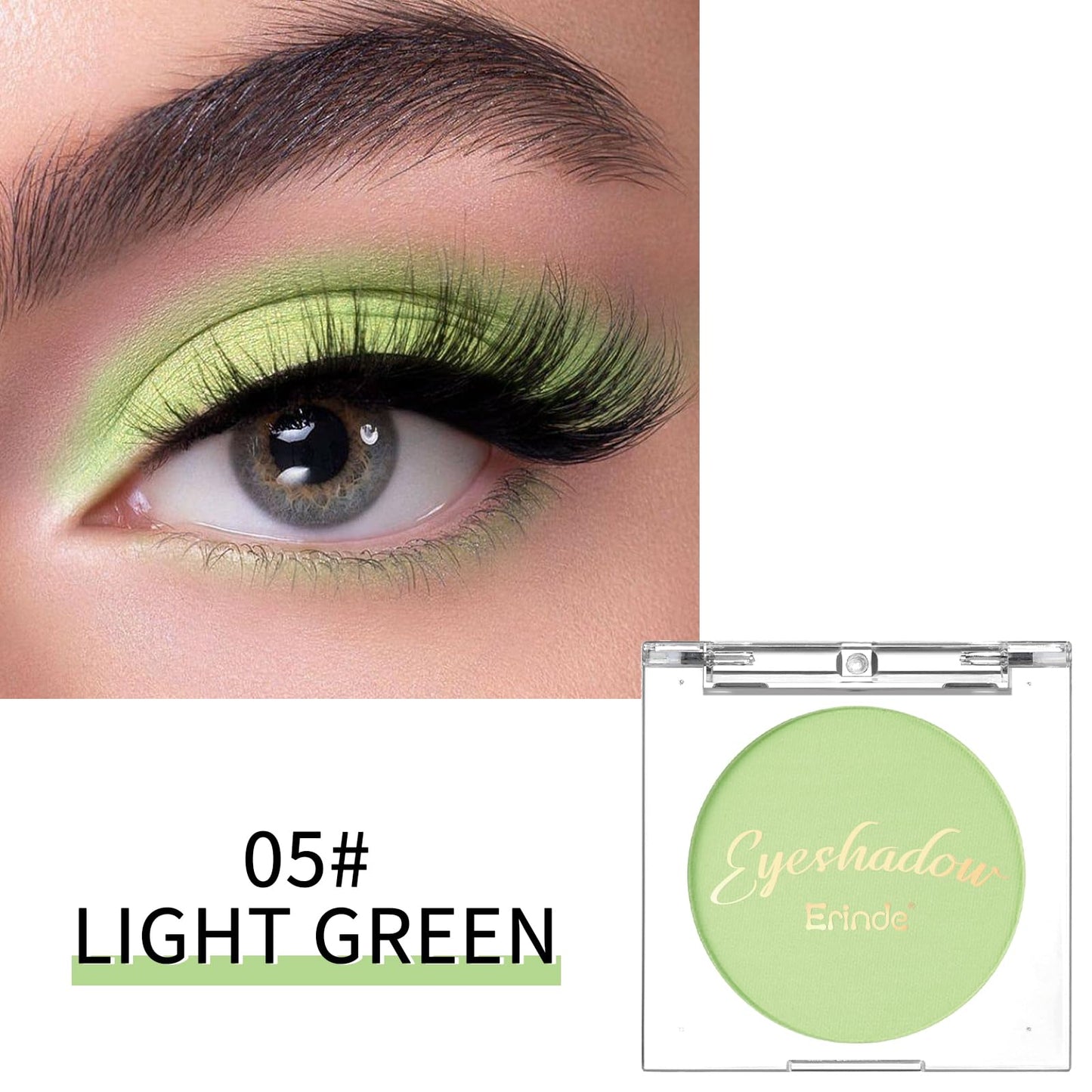 Erinde Light Green Eyeshadow, Mini Matte Eye Shadow, Pressed Powder Eye Palette, Long-Lasting Makeup, Ultra-Blendable, Pigmented Color, Vegan Formula, 05