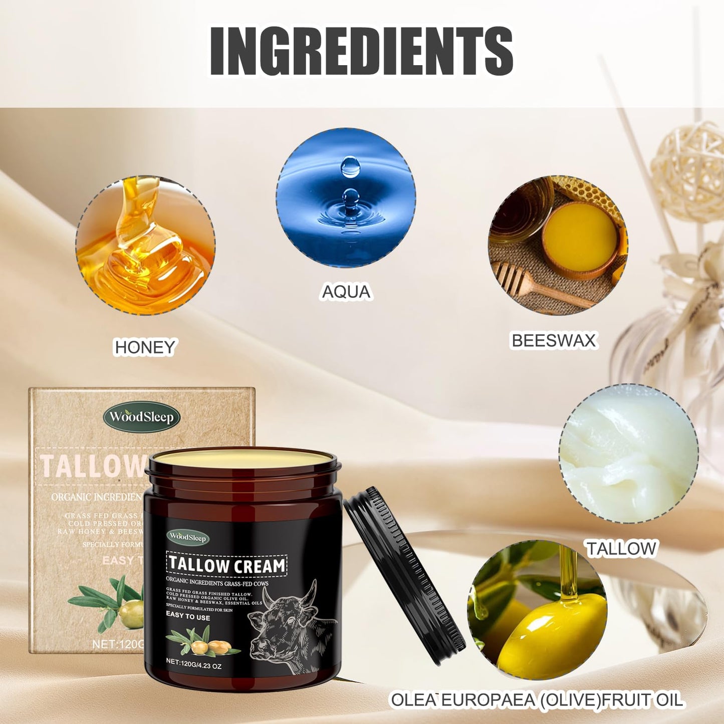 MADGININE Beef Tallow Skin Care,Tallow Face Cream,Beef Tallow Moisturiser,Gentle and Non-Irritating, Moisturizes and Improves Dryness Beef Tallow Face Balm For Body for All Skin Types