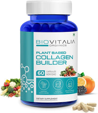 BIOVITALIA ORGANICS Biovitalia Plant Based Collagen Builder Capsule with Biotin & Vitamin C | Dietary Supplement for Men & Women | Promotes Glowing & Youthful Skin | Supports Joints & Bones - 60 Vegan Capsules