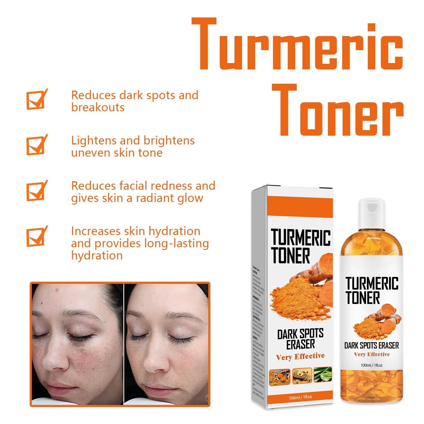 Face Toner - Turmeric Toner for Face - Face Care for Hydrating,Repairing,Anti-Aging - Natural Turmeric Essence Skincare Toner - Moisturizing,Soothing,Brightening Facial Toner