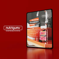 Nutrigums Cranberry & Vitamin C Gummy | Cherry Flavour | 60 Vegan Gummies | Cranberry Extract 9000mg (25% Proanthocyanidins) + Vitamin C 80mg | High Strength | UTI support for Women & Men by NUTRIGUMS®