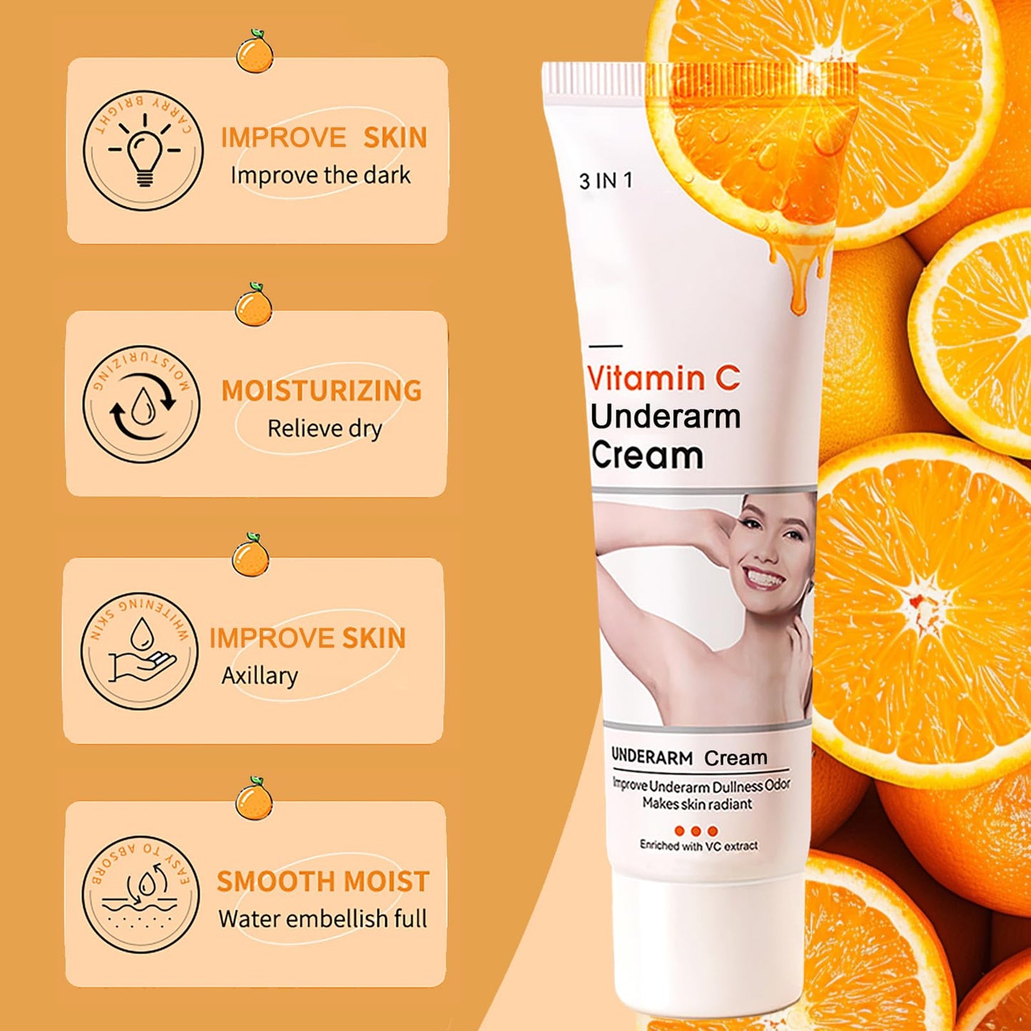 Vitamin C Underarm Cream - Underarm Products for Even Skin Tone - Armpit Skin Lig_htening Cream for Dark Skin - Underarm Cream for Dark Skin, Moisturizing, Hydrating and Reduce Odor