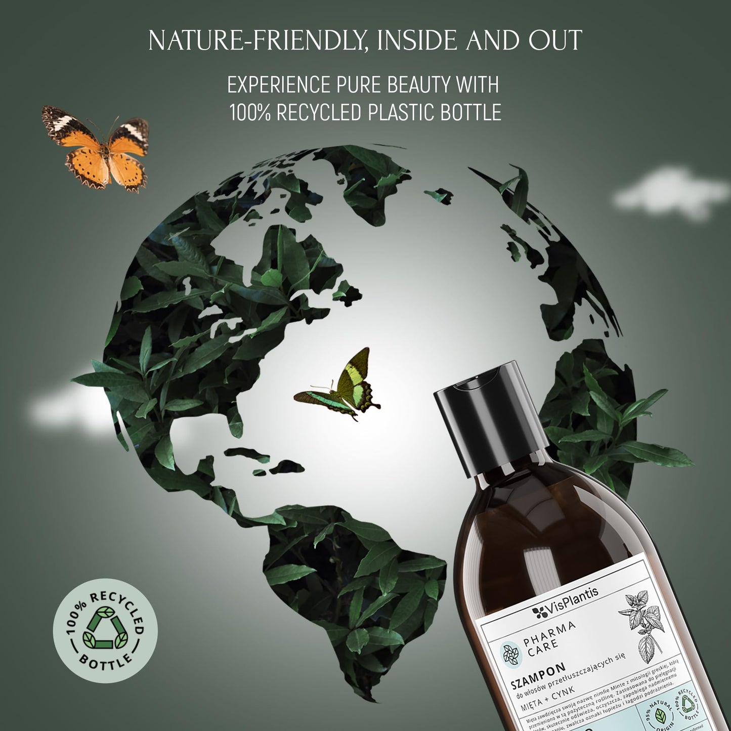 Vis Plantis Shampoo for Oily Hair with Zinc & Mint - 500 ml Vegan Shampoo for Greasy Hair, Scalp & Roots - Natural Sulphate SLS Free Shampoo - Reducing Oiliness, Sebum & Dandruff - Itchy Scalp Shampoo