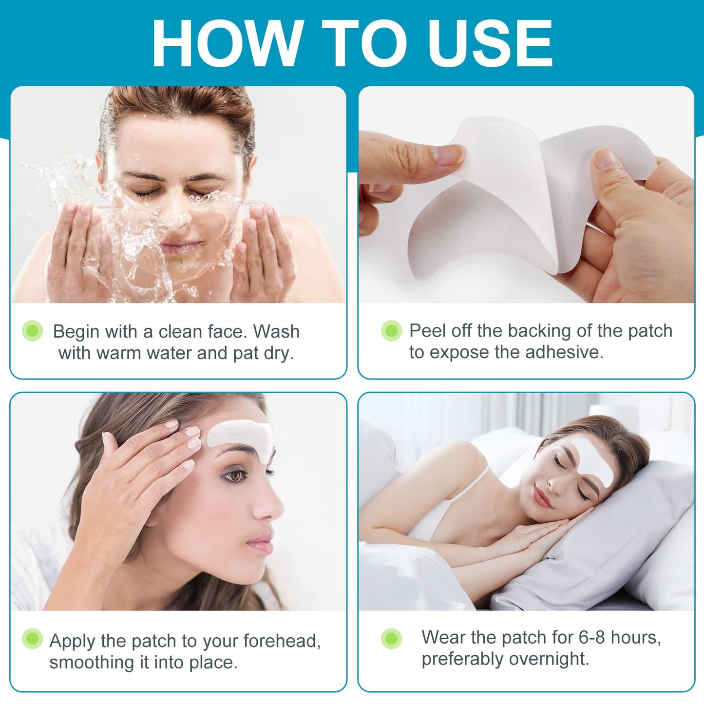 Feeliville 16PCS Forehead Wrinkle Patches, Collagen Forehead Anti Wrinkle Patches with potent anti-aging agents, for Fine Lines & Frown Lines,Moisturizing forehead & between eyes