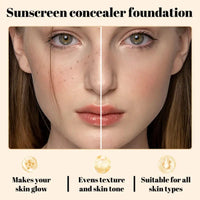 Jinjiar 4 in 1 Moisturizing Full Coverage Liquid Foundation,Sunscreen Serum Spf 50 Foundation,Color Correcting Primer with Spf 50+,Skin Tint Foundation,Face Suncream,Found-ation Matte,Waterproof Found-ation
