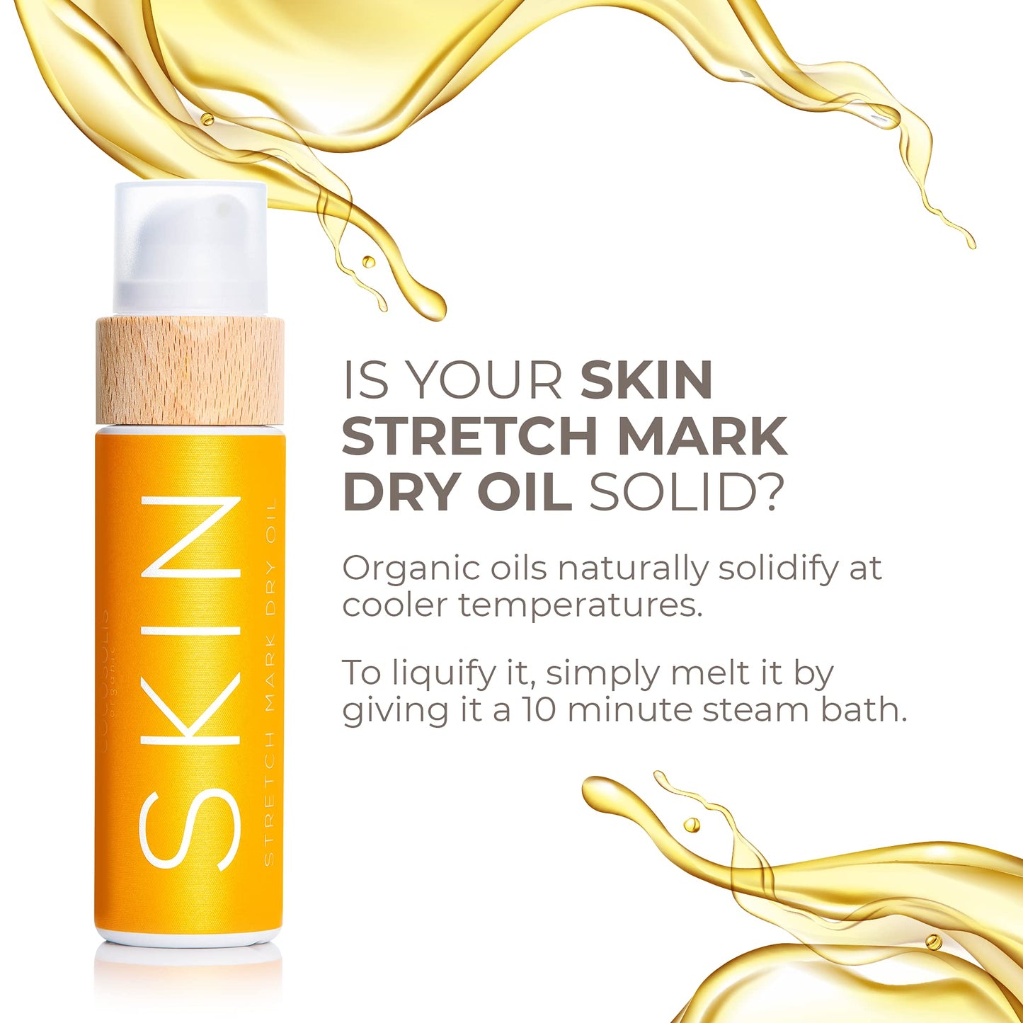 COCOSOLIS SKIN Stretch Mark Dry Oil Organic Oil for Correction & Prevention of Stretch Marks & Scars | For Pregnancy & During Rapid Change in Weight | Rebuilds Skin`s Collagen