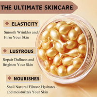 ISBEAUSOLS Snail Face Serum Capsules, Snail Mucin Serum for Brightening & Firming, Moisturiser Face Women, Dark Spot Remover for Face, Serum Face Care, Friendly to All Skin Types, 30 Capsules