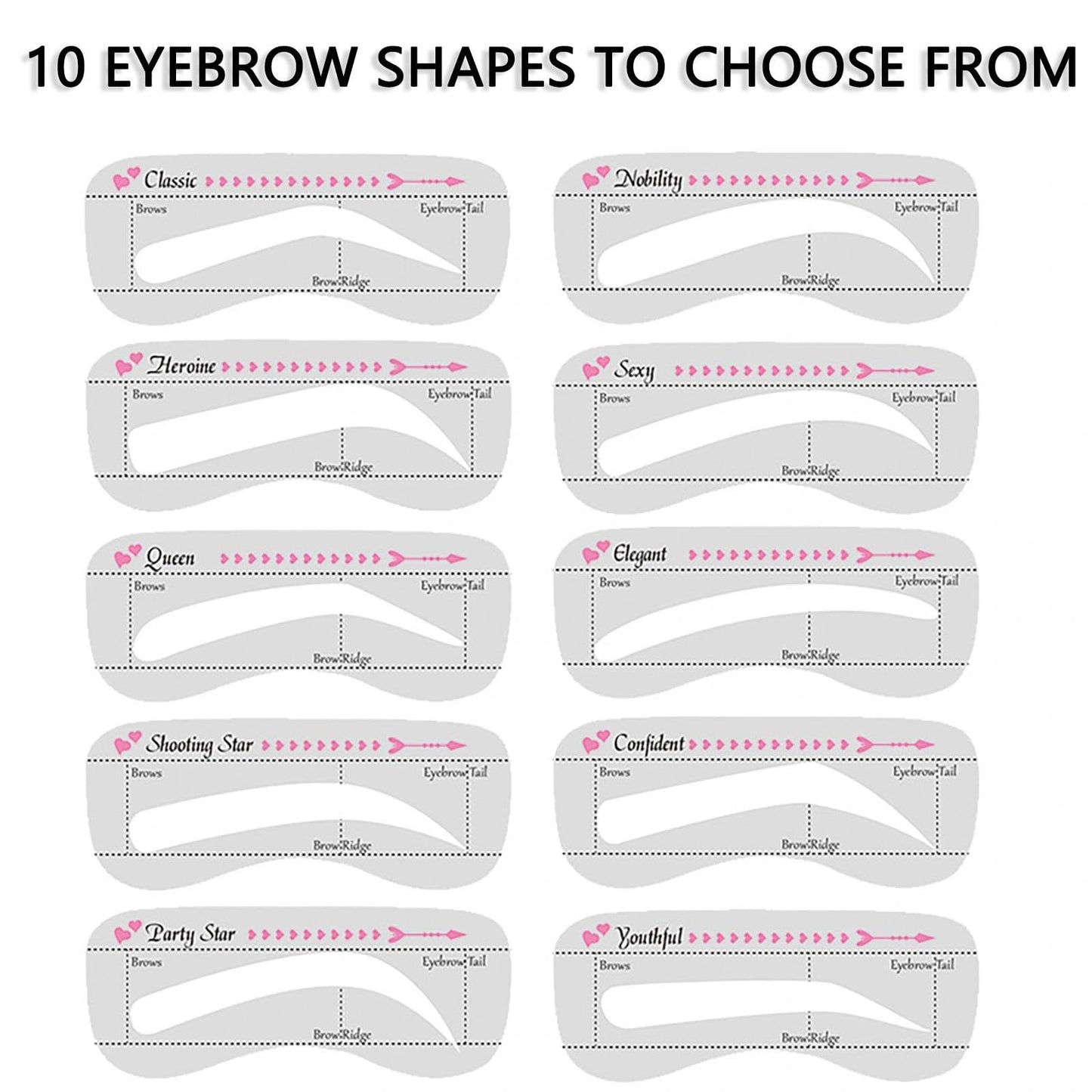 NatrLuxe Light Brown Tattoo Eyebrow Peel-Off Tint Kit With 10 Stencils & Stamp – Semi-Permanent, Waterproof, Lasts Up To 3 Days – Brow Makeup Gift For Women