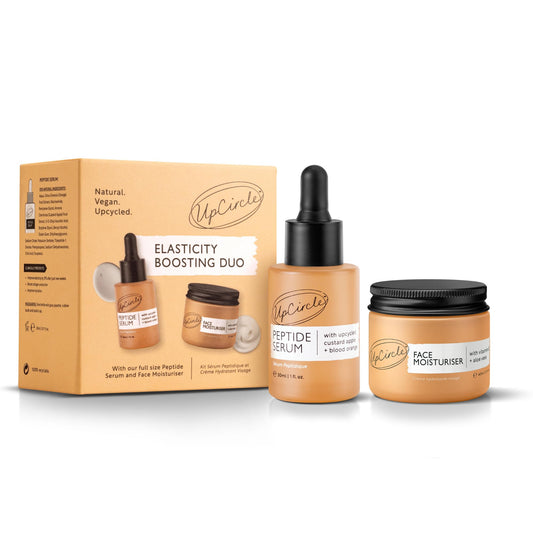 UPCIRCLE UpCircle Elasticity Boosting Duo – Peptide Serum and Face Moisturiser Duo – Niacinamide, Tripeptide + Aloe Vera – Boosts collagen + elasticity - Vegan + Cruelty-Free