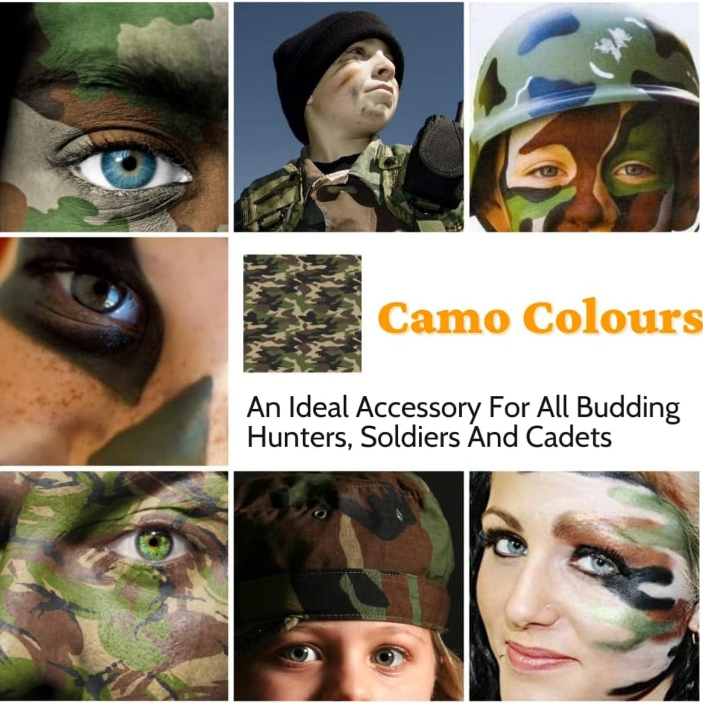 Fankayi 3 Color Camo Face Paint,Army Face Paint,Long Lasting Paint,Face Paint Palette,Waterproof Face Paint,Camouflage Makeup for Face,Suitable for Military Training & Outdoor Survival (Black/Brown/Green)