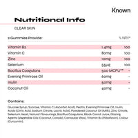 Clear Skin Gummies by Known Nutrition | Natural Support for Sensitive & Acne-Prone Skin | Delicious Natural Orange Flavour | 60 Two-a-Day Vegetarian Vitamin Gummies (One Month’s Supply)