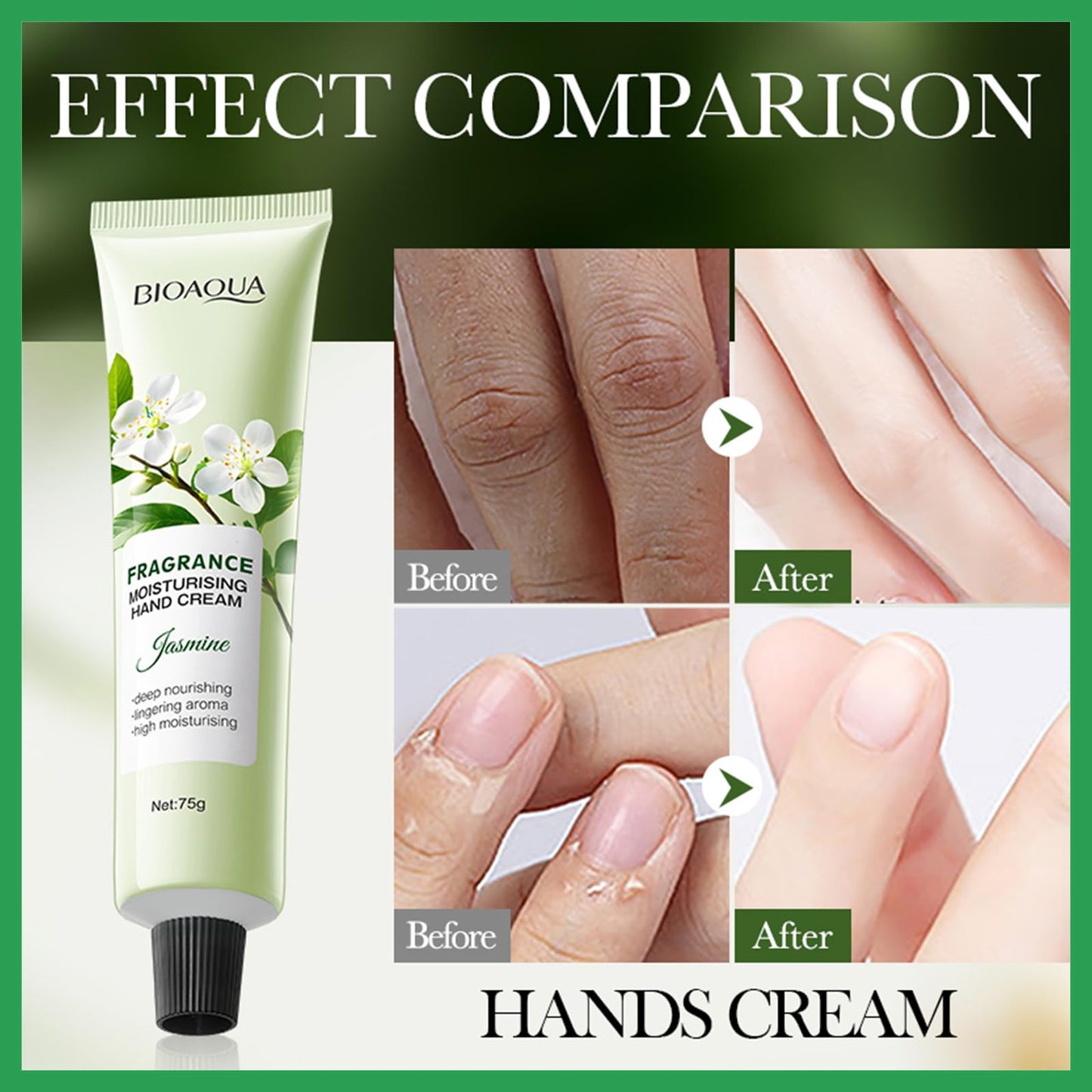 MINSHZEE Jasmine Moisturizing Hand Cream, Moisturizing Hand Cream for Men and Women, Vegan Hand Cream for Men and Women, Natural Extracts, Deeply Nourishing, 75g