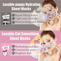 Sheet Mask - Face Mask Set for Teenage Girls - Fun Animal Printed Sheet Face Masks - With Tiger and Cat Easy Use Face Mask Gift Set - Hydrating, Brighten, Soothe - Face Masks for All Skin Types (10)