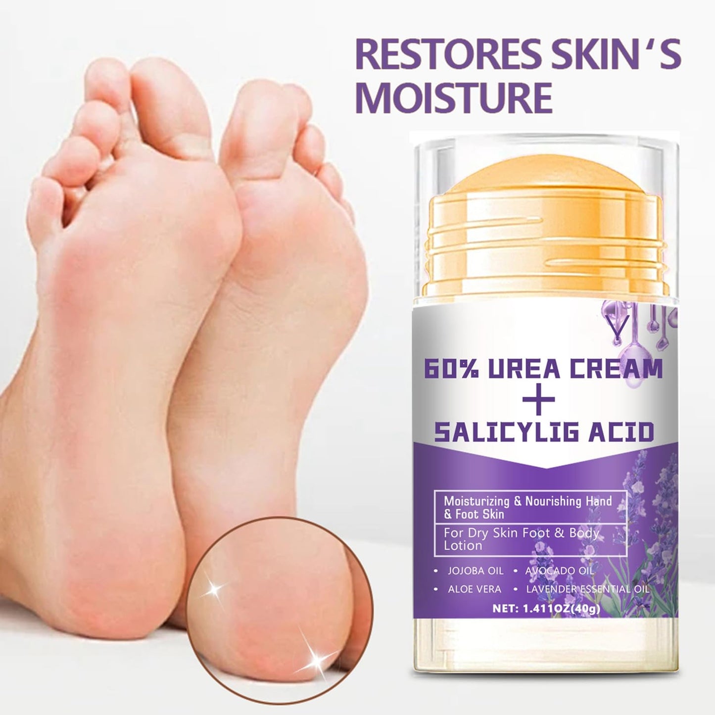 Maggidea Urea Cream 60% for Feet & Dry Cracked Skin - Urea Foot Cream - Lavender Foot & Hand Cream for Cracked Heels and Dry Skin - Moisturizing Foot & Hand Balm for Heels, Knees, Elbows & Hands