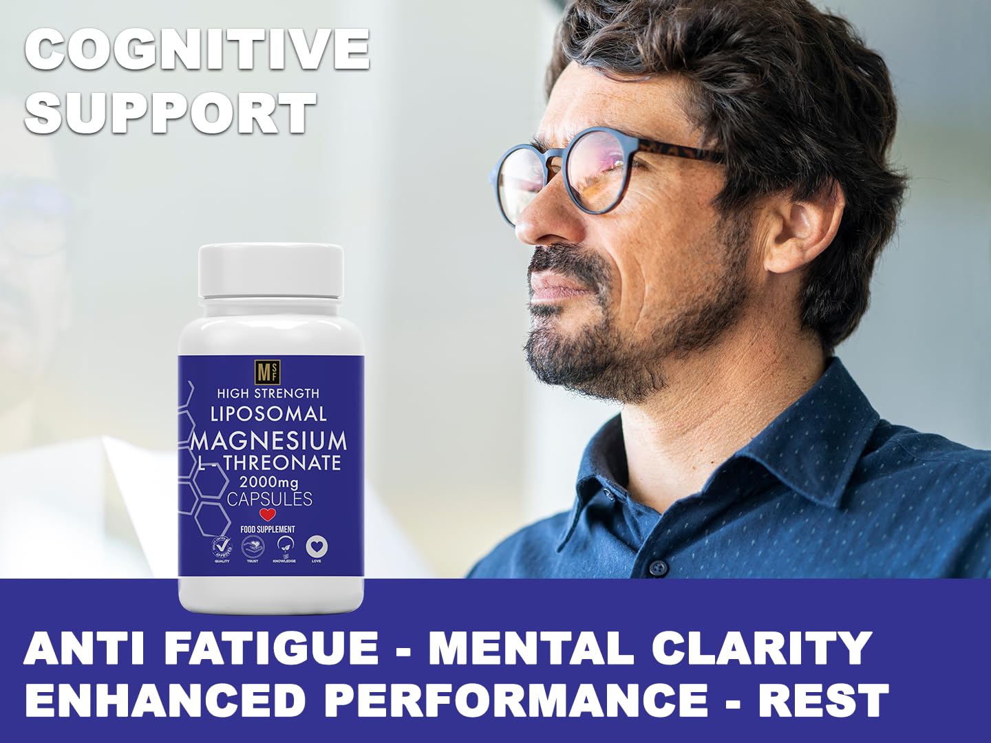 MetaSuperfoods Liposomal Magnesium L-Threonate Supplement 120 High Strength Vegan Capsules | Magnesium L Threonate Capsules 2000mg Bioavailable Magnesium Gluten Free