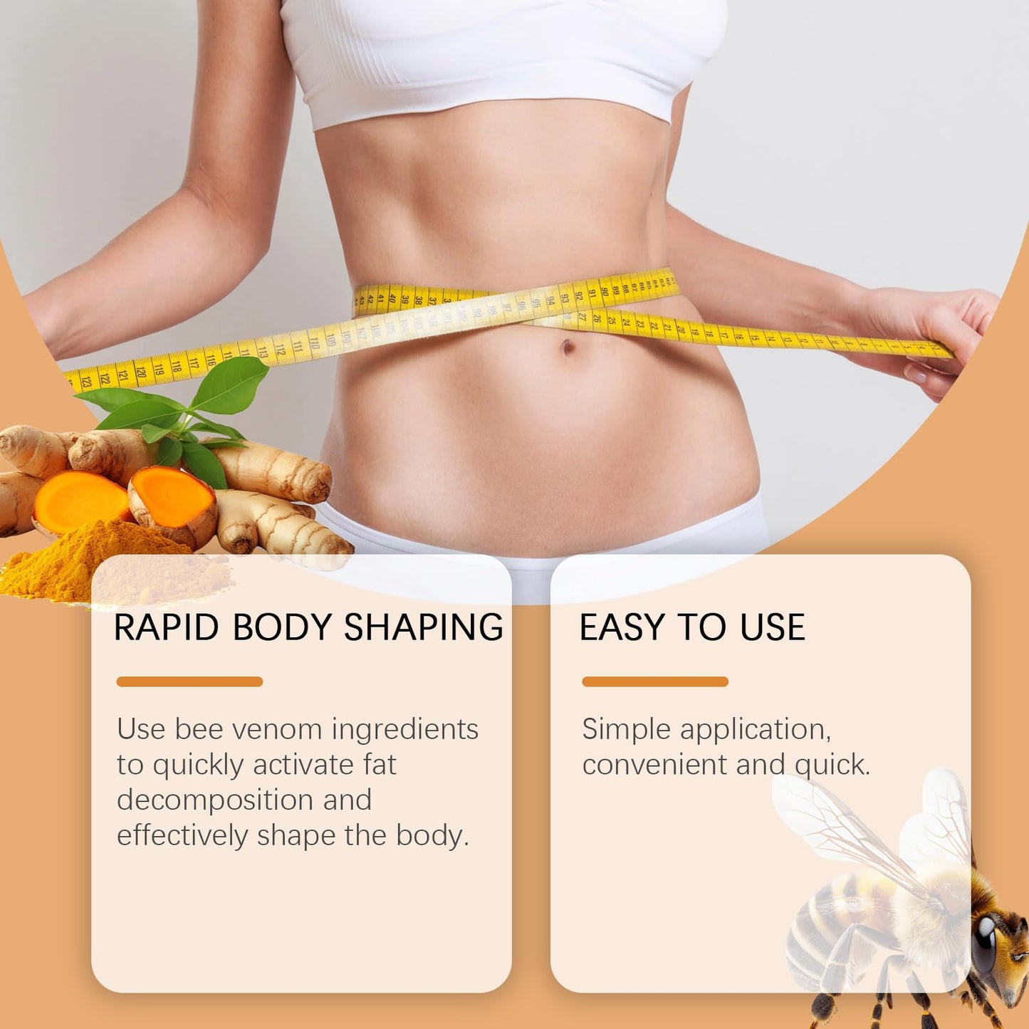 RubyTint Turmeric Bee Venom Body Cream with Ginger β Lightweight Moisturizing Body Lotion for Men & Women, Natural Ingredients for Smoother-Looking Skin & Massage Use, 100g (2pcs)