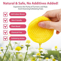 Frovetani Turmeric Cleansing Pads, Kojic Acid & Turmeric Cleansing Pads, Turmeric Pads Infused Cotton Exfoliating Pads, Turmeric Kojic Pads for Face, Helps Balance Skin Oil (40P)