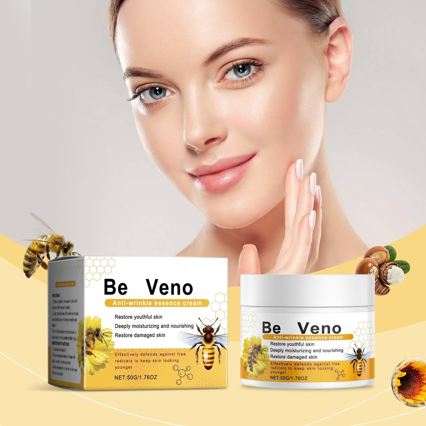 CiLiHai Anti-Wrinkle & Skin Tightening Facial Cream with B/ee Ven/om Formula,Day and Night B/ee Ven/om Cream for All Skin,Instant Lift & Hydration Cre/am for Mature Skin,Deep Nourishment and Wrinkle Reduction