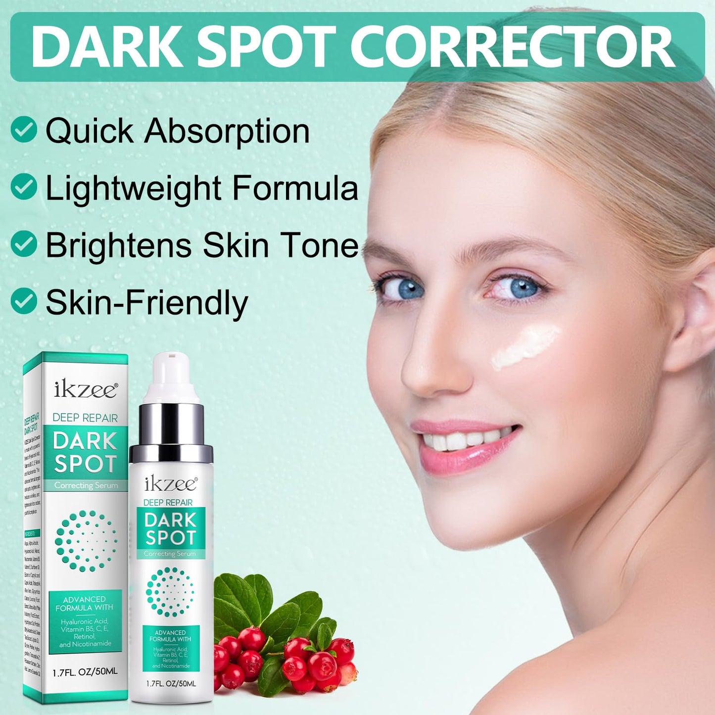 Generic Dark Spot Remover for Face - Deep Repair Correcting Serum Skin Care Face Cream with Hyaluronic Acid, Vitamin B5, C, E for Freckles & Skin Brown Spot Remover Brightens Skin Rapid Tone Repair
