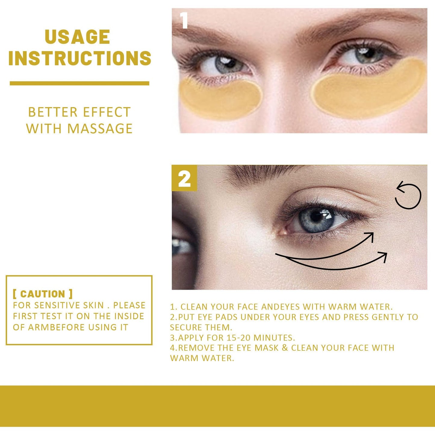 QUIWEN 24k Gold Eye Masks For Puffy Eyes & Dark Circles - Under Eye Mask Remove Eye Wrinkles, Collagen Eye Patches, Enhance Eye Areaimprove Gloomy, Brighthe, Hydrating(60pcs)