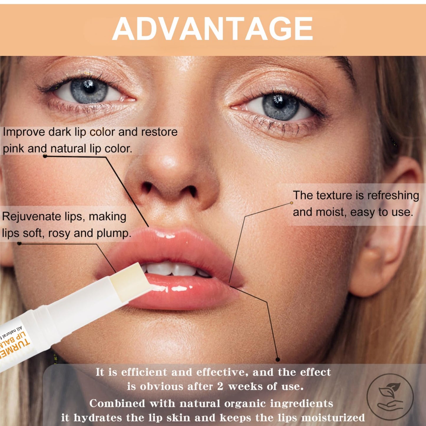 IZBEAUVO Turmeric Lip Balm Stick, Turmeric Hydrating Lip Balm, Lip Lightening For Dark Lips, Lip Pigmentation Treatment, Lip Repair Balm, Long Lasting Moisturizing Lip Care Cream for Dry Lips & Cracked Lips