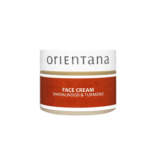 Orientana - Natural Face Cream Sandalwood & Turmeric | Day & Night Vegan Anti Inflammatory Anti Ageing Moisturiser For Women | Soothing Hydrating And Regenerating All Skin Type - 50g