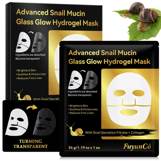 WINE LIP TINT Advanced Snail Mucin Glass Glow Hydrogel Face Masks - 4pcs,Collagen Face Mask - Anti Aging and Moisturizing Face Masks Skincare,for Acne Marks, Anti-Aging, Firming Skin