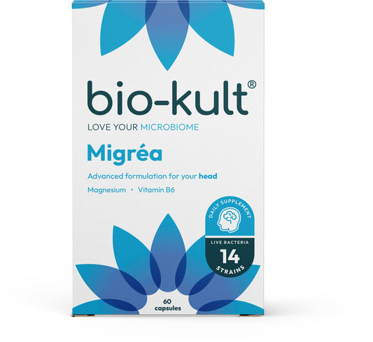 Bio-Kult Migréa Advanced Multi-Strain Bacterial Formulation with Magnesium Citrate and Vitamin B6, 60 Capsules