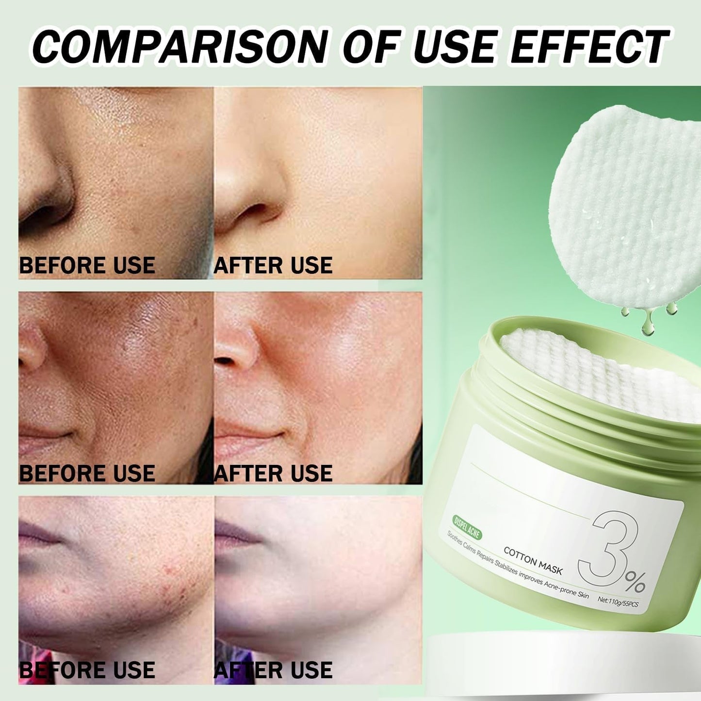 LaluluTek Face Pads - Exfoliator for Acne Prone Skin - Toner & Korean Skincare - Reduces The Growth Of Blackheads(55 pads)