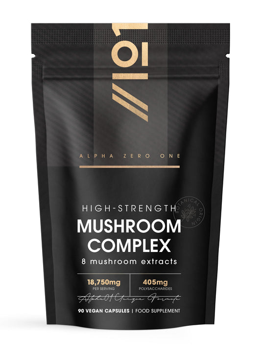 Mushroom Complex Extract 18,750mg - 405mg Polysaccharides - 8 Types Fungus - Cordyceps, Button Mushroom, Chaga, Lion’s Mane, Oyster Mushroom, Shiitake, Maitake, Reishi -90 Vegan Capsules